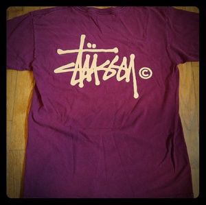 Vintage T Shirt, Stussy, streetwear M, maroon